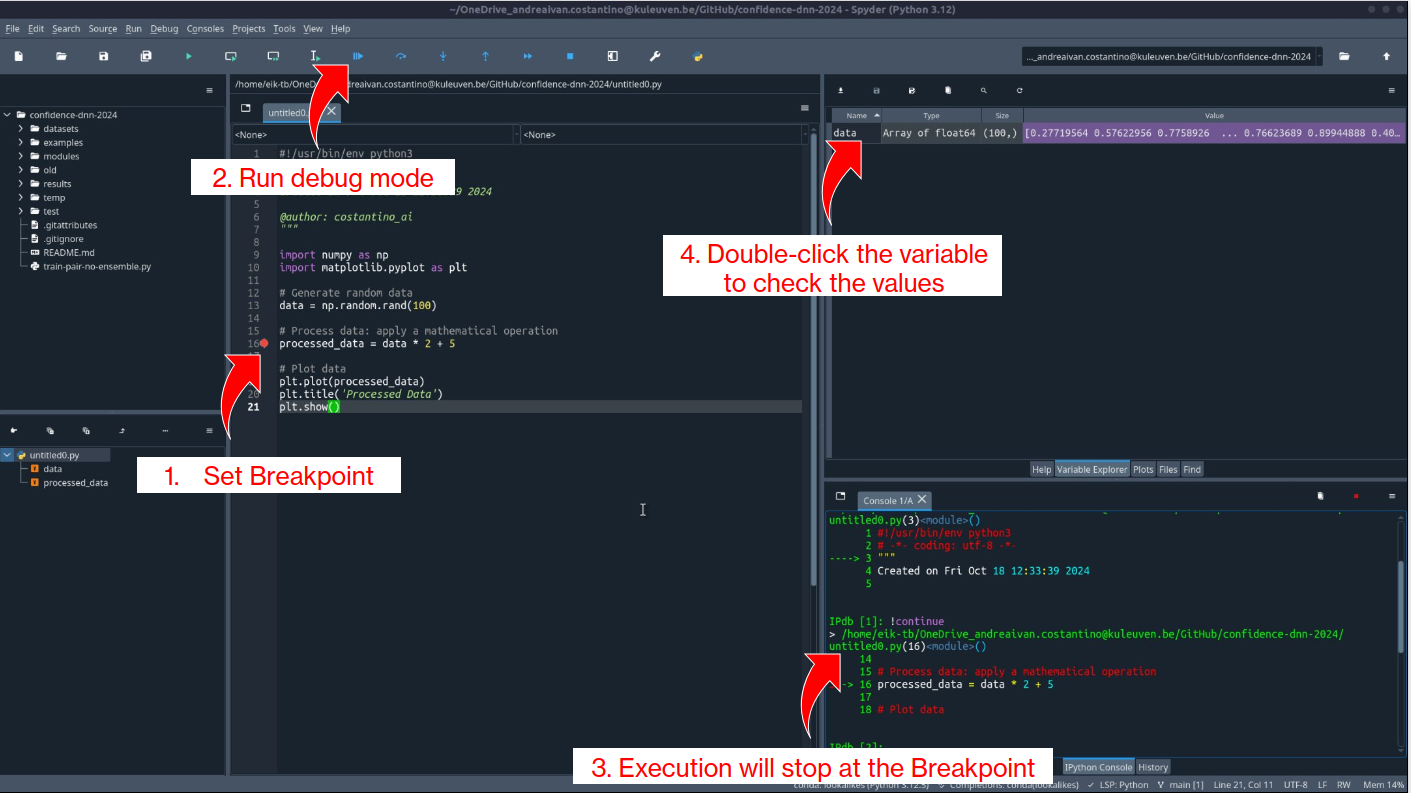 Spyder Breakpoints